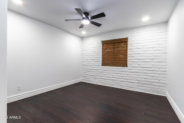 3646 W Brown St, Phoenix, AZ 85051 - empty room with a ceiling fan, dark wood-style floors, baseboards, and recessed lighting