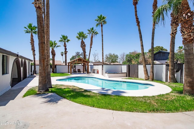 3646 W Brown St, Phoenix, AZ 85051 - view of swimming pool featuring a gazebo, a patio area, and a fenced backyard