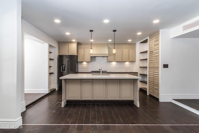 3646 W Brown St, Phoenix, AZ 85051 - kitchen featuring open shelves, light countertops, baseboards, and recessed lighting