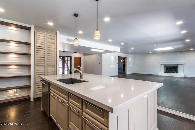 3646 W Brown St, Phoenix, AZ 85051 - kitchen with light countertops, dark wood-style flooring, recessed lighting, and a sink