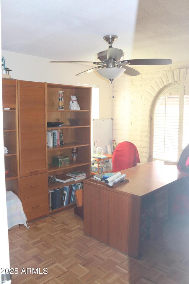 office with a ceiling fan