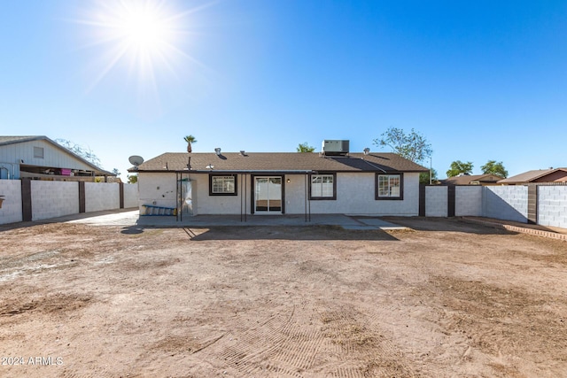 back of house featuring a patio and central AC