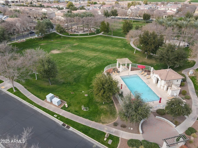 aerial view with a residential view