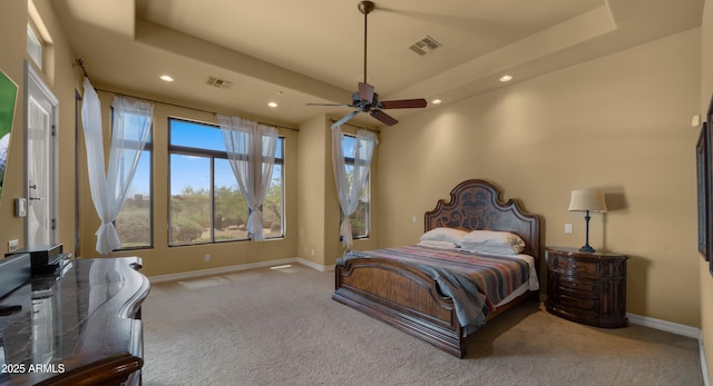 36813 N 109th Way, Scottsdale, AZ 85262 - carpeted bedroom featuring recessed lighting, a tray ceiling, and ceiling fan