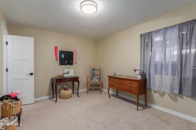 12015 S Tuzigoot Dr, Phoenix, AZ 85044 - sitting room featuring carpet floors, baseboards, and a textured ceiling