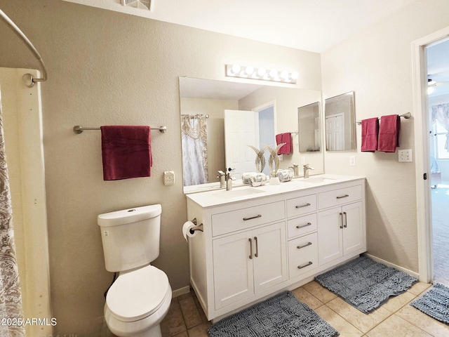 bathroom with tile patterned floors, vanity, and toilet