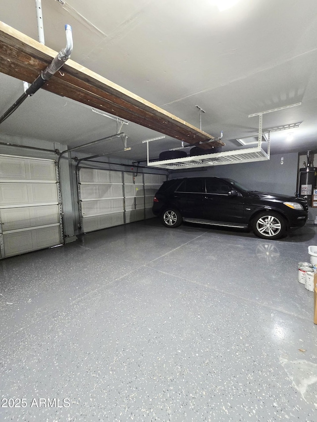 garage with gas water heater