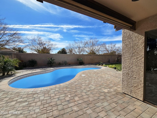 view of swimming pool with a patio area