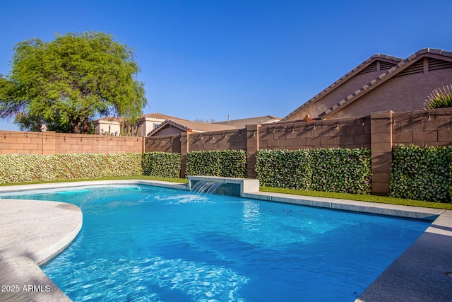 view of pool featuring a fenced backyard and a fenced in pool