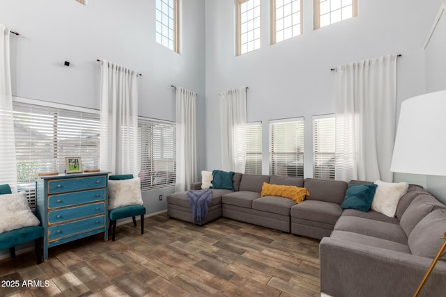 living room with wood finished floors