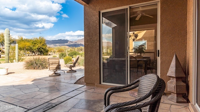 view of patio featuring a mountain view