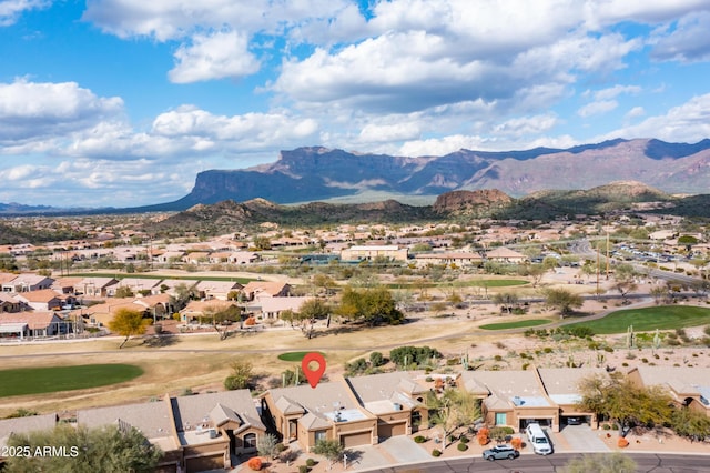 exterior space featuring a mountain view, a residential view, and golf course view