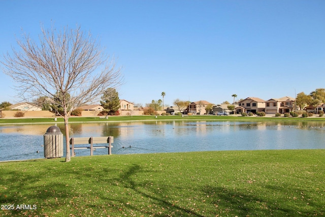 view of water feature with a residential view