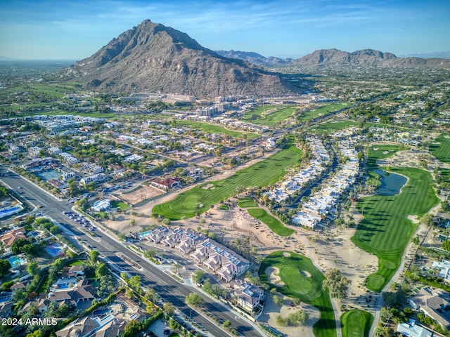 drone / aerial view with a mountain view