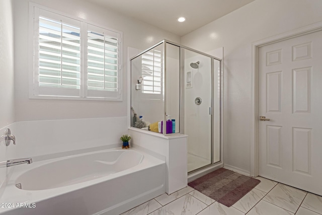 bathroom with independent shower and bath