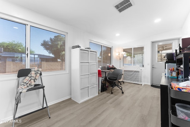 office featuring light wood-type flooring and a wealth of natural light