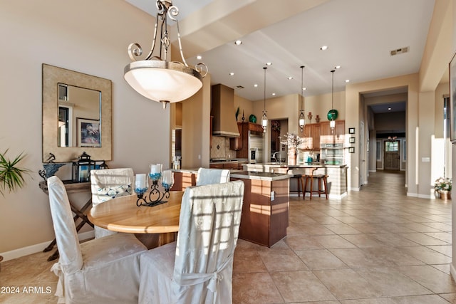 view of tiled dining space