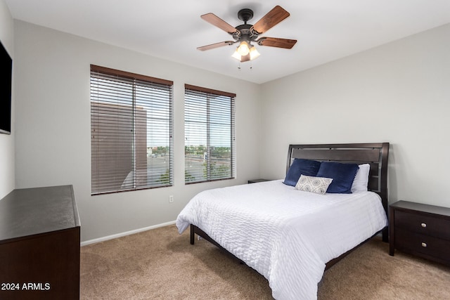 bedroom with carpet and ceiling fan