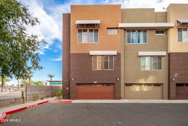 exterior space with a garage