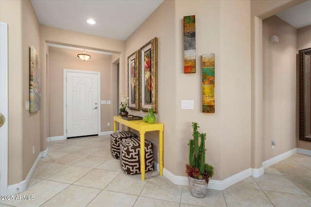 interior space featuring light tile patterned floors