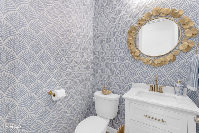 22634 E Roundup Way, Queen Creek, AZ 85142 - half bath featuring wallpapered walls and vanity