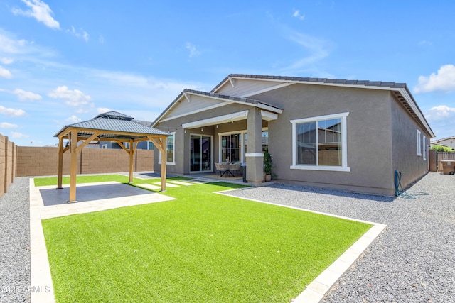 22634 E Roundup Way, Queen Creek, AZ 85142 - back of house with a patio area, a gazebo, and a fenced backyard