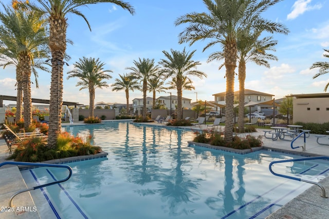 22634 E Roundup Way, Queen Creek, AZ 85142 - community pool with a patio area and a residential view