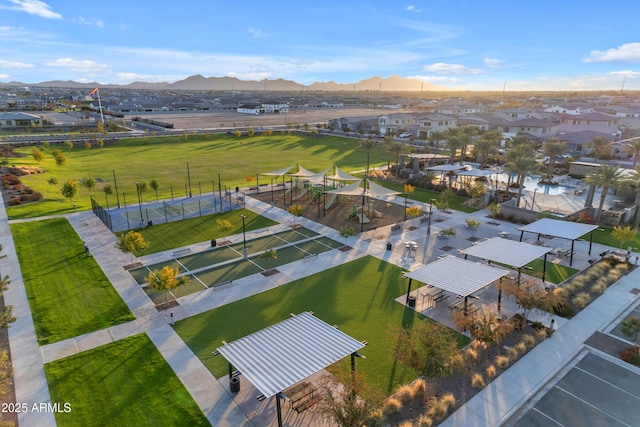 22634 E Roundup Way, Queen Creek, AZ 85142 - aerial view of residential area featuring a mountain backdrop