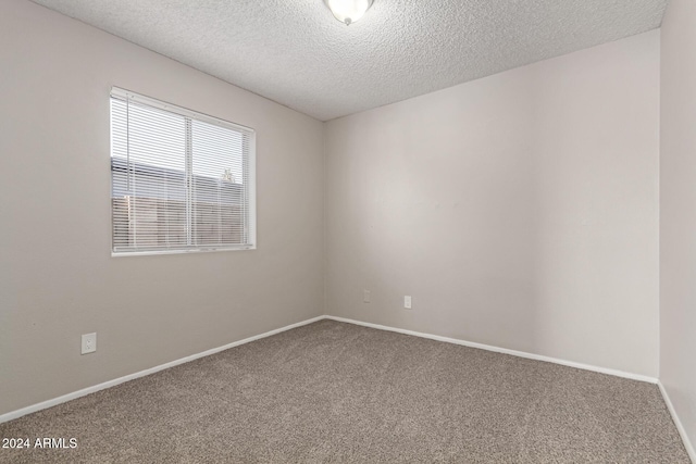 carpeted spare room with a textured ceiling