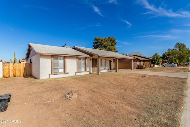 view of single story home