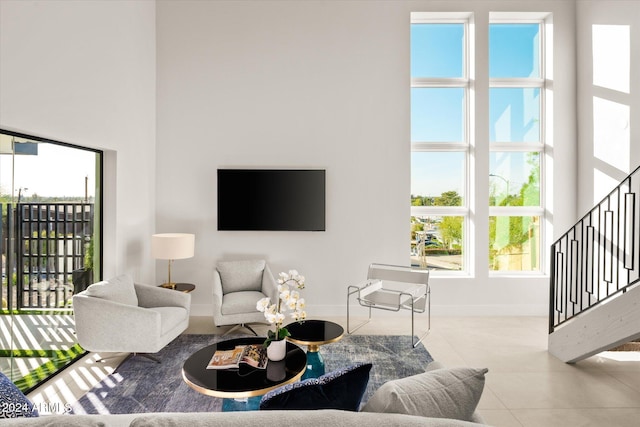 view of tiled living room