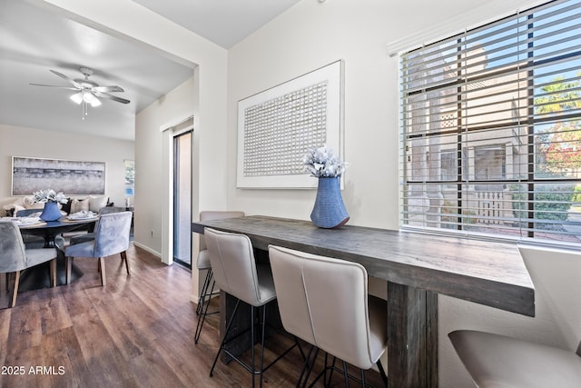 930 N Mesa Dr Unit 1079, Mesa, AZ 85201 - dining room with ceiling fan, baseboards, and wood finished floors