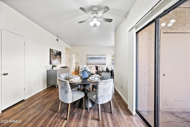 930 N Mesa Dr Unit 1079, Mesa, AZ 85201 - dining space featuring visible vents, wood finished floors, and ceiling fan