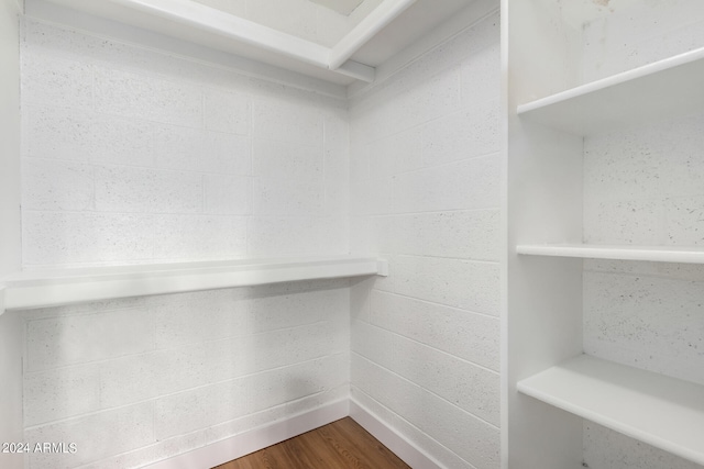 walk in closet with hardwood / wood-style flooring