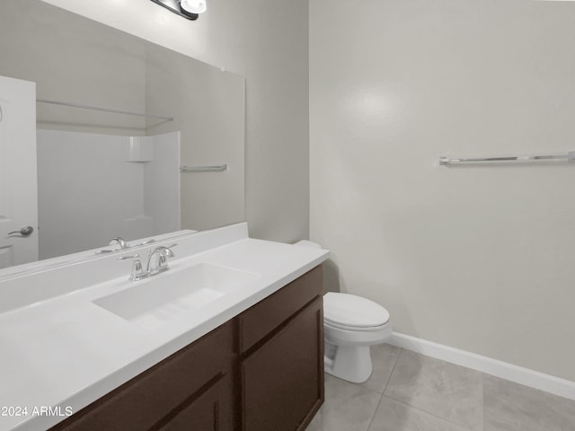 bathroom featuring tile patterned flooring, vanity, and toilet