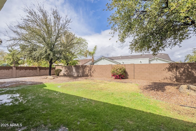 view of yard featuring a fenced backyard