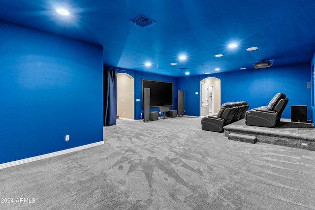 view of carpeted home theater