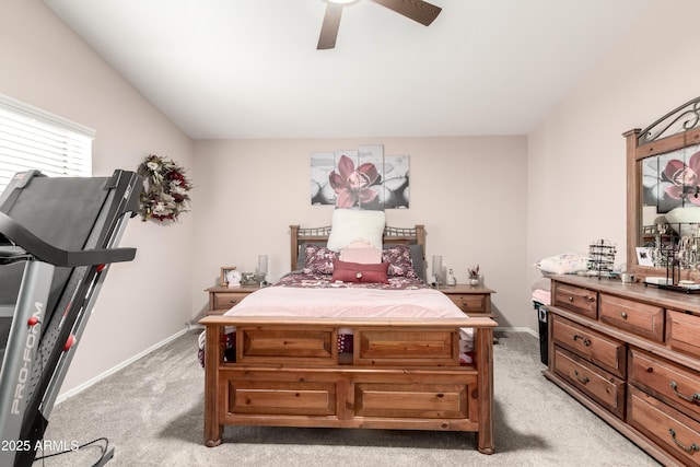 8637 W Kathleen Rd, Peoria, AZ 85382 - bedroom with a ceiling fan, lofted ceiling, light colored carpet, and baseboards