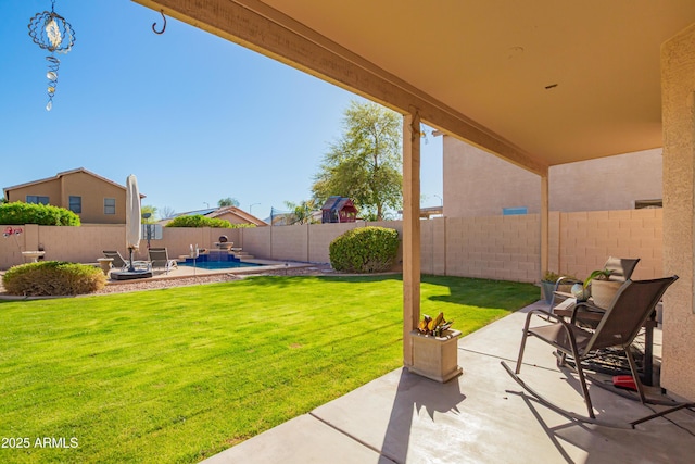 8637 W Kathleen Rd, Peoria, AZ 85382 - view of patio / terrace featuring a fenced in pool and a fenced backyard
