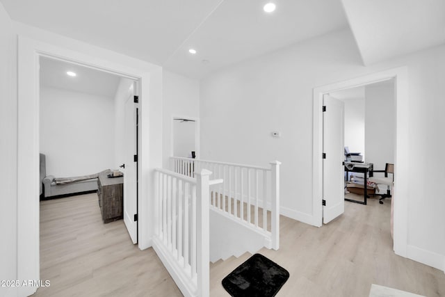 3034 N 39th St Unit 12, Phoenix, AZ 85018 - corridor with an upstairs landing, wood finished floors, recessed lighting, and a desk