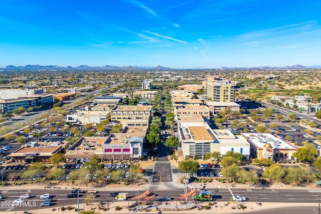 bird's eye view with a mountain view