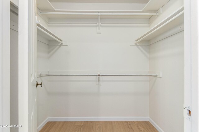 walk in closet with hardwood / wood-style flooring