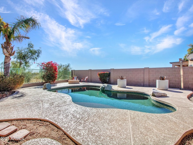 view of swimming pool with a patio area