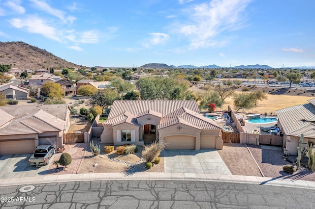 aerial view featuring a mountain view