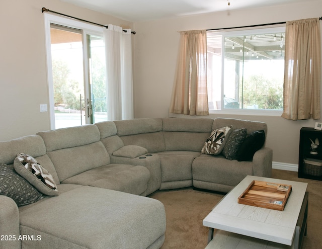 living area with baseboards