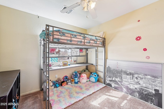 bedroom with carpet and ceiling fan