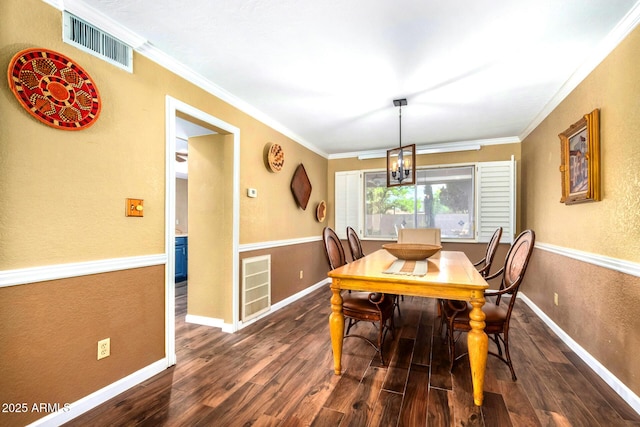 3377 W Grandview Rd, Phoenix, AZ 85053 - dining area with visible vents, baseboards, dark wood-type flooring, and a chandelier