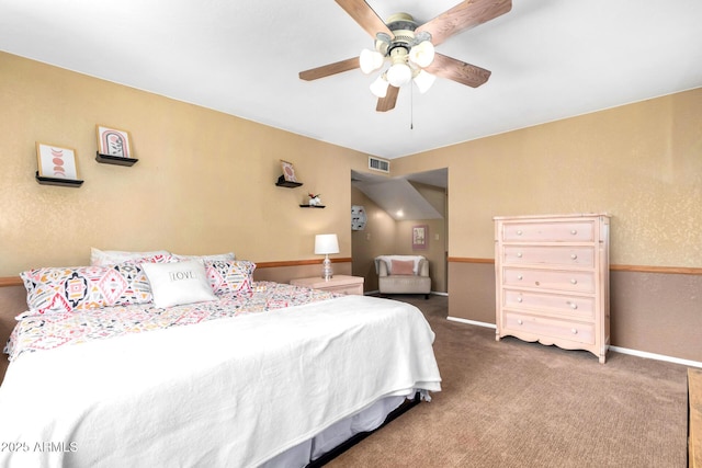 3377 W Grandview Rd, Phoenix, AZ 85053 - bedroom with carpet floors, ceiling fan, baseboards, and visible vents