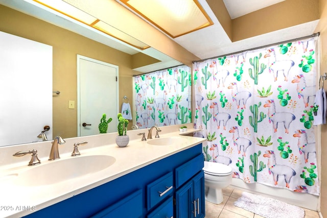 3377 W Grandview Rd, Phoenix, AZ 85053 - bathroom with a sink, tile patterned flooring, toilet, and shower / bath combination with curtain