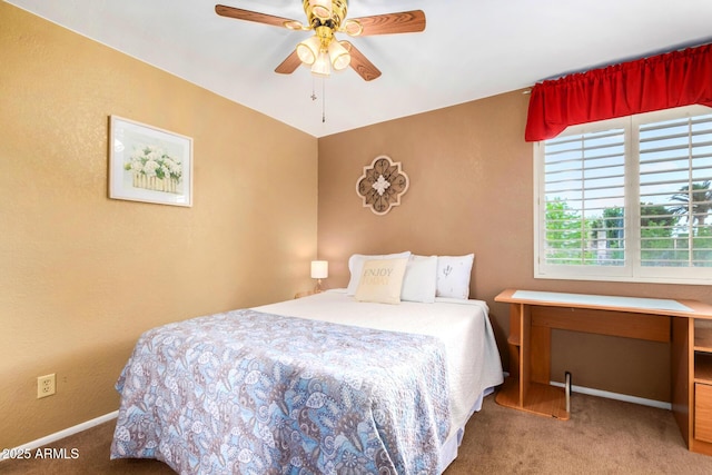 3377 W Grandview Rd, Phoenix, AZ 85053 - bedroom featuring baseboards, carpet, and a ceiling fan